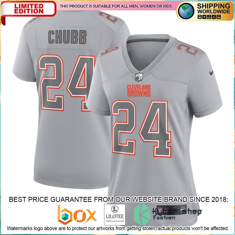 nick chubb cleveland browns nike womens gray football jersey 1 269