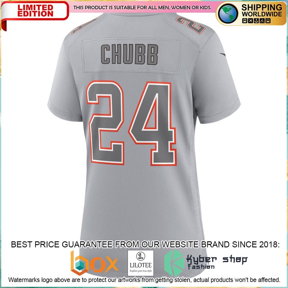 Nick Chubb Cleveland Browns Nike Women's Gray Football Jersey - LIMITED EDITION 3 nick chubb cleveland browns nike womens gray football jersey 3 53