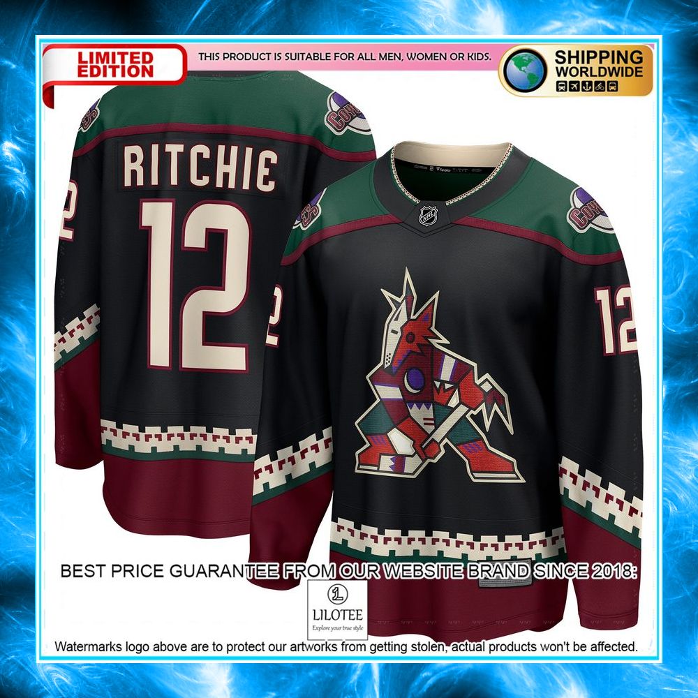 nick ritchie arizona coyotes black hockey jersey 1 975
