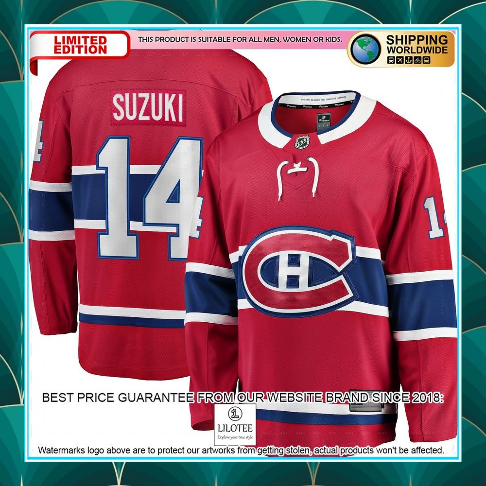 nick suzuki montreal canadiens home premier red hockey jersey 1 986
