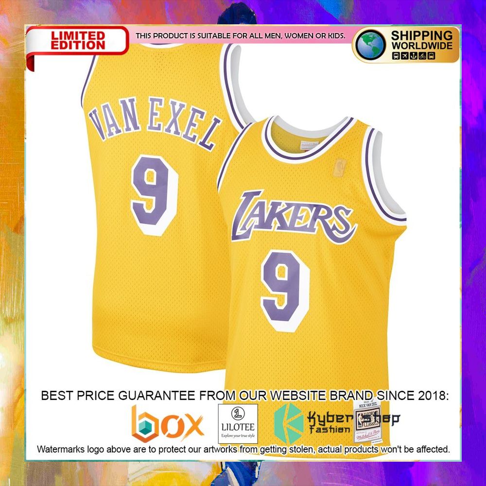 nick van exel los angeles lakers 1996 97 gold basketball jersey 1 417