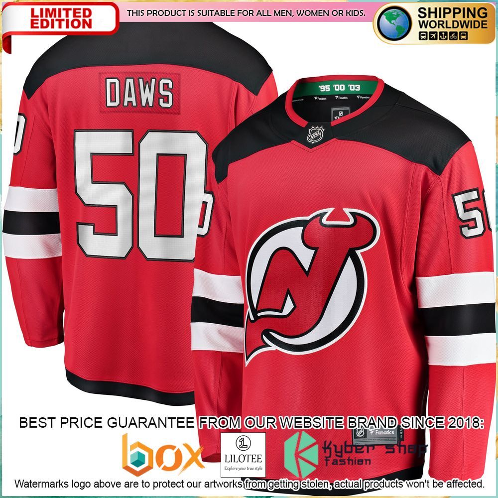 nico daws new devils red hockey jersey 1 184