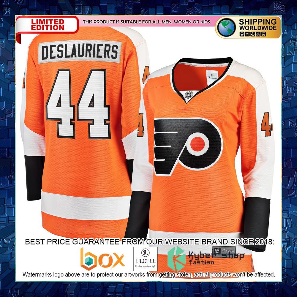 nicolas deslauriers philadelphia flyers womens orange hockey jersey 4 726