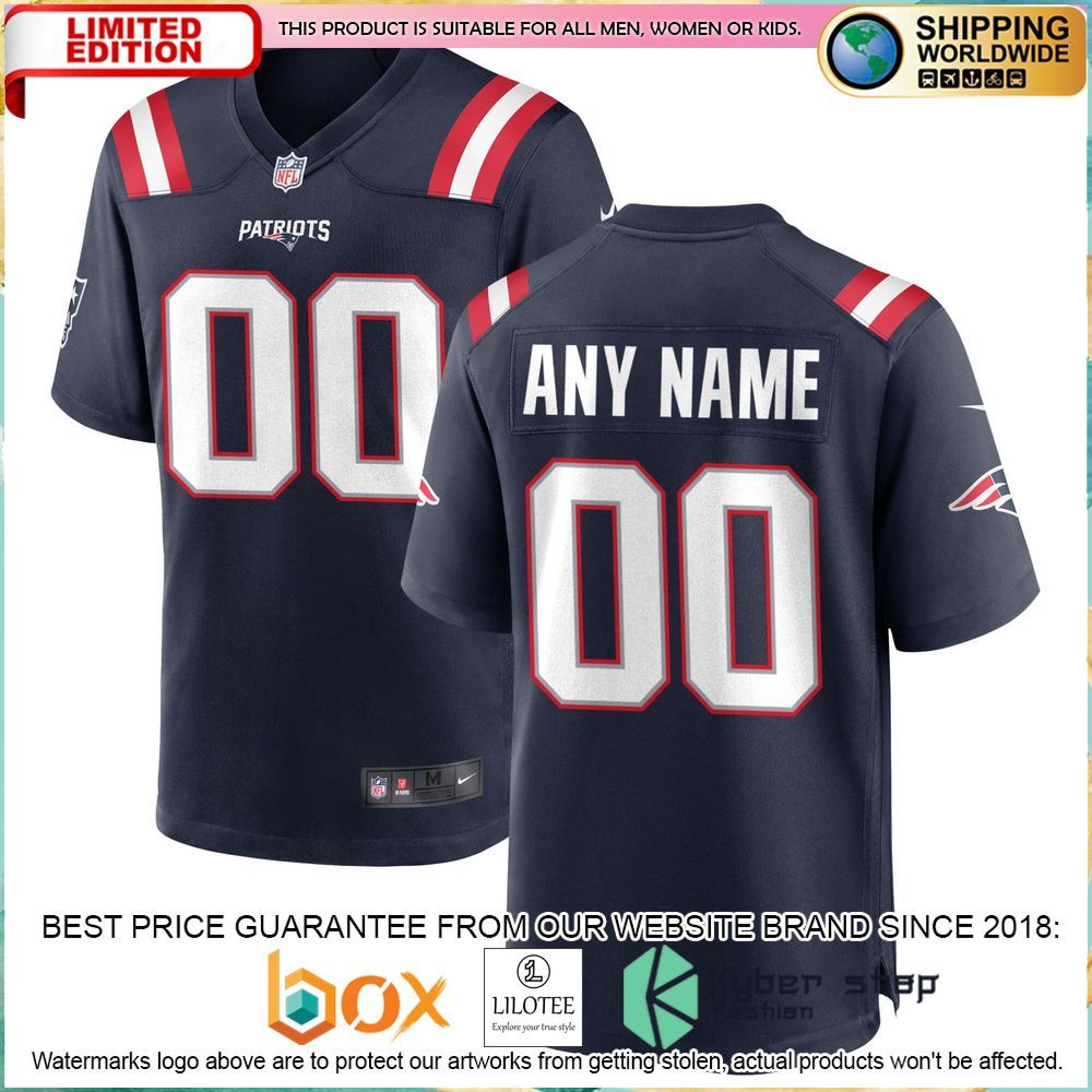nike new england patriots custom navy football jersey 1 557