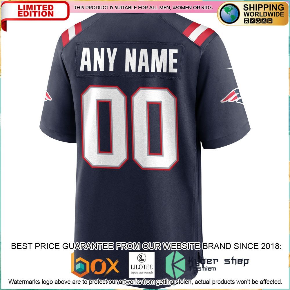 nike new england patriots custom navy football jersey 2 905
