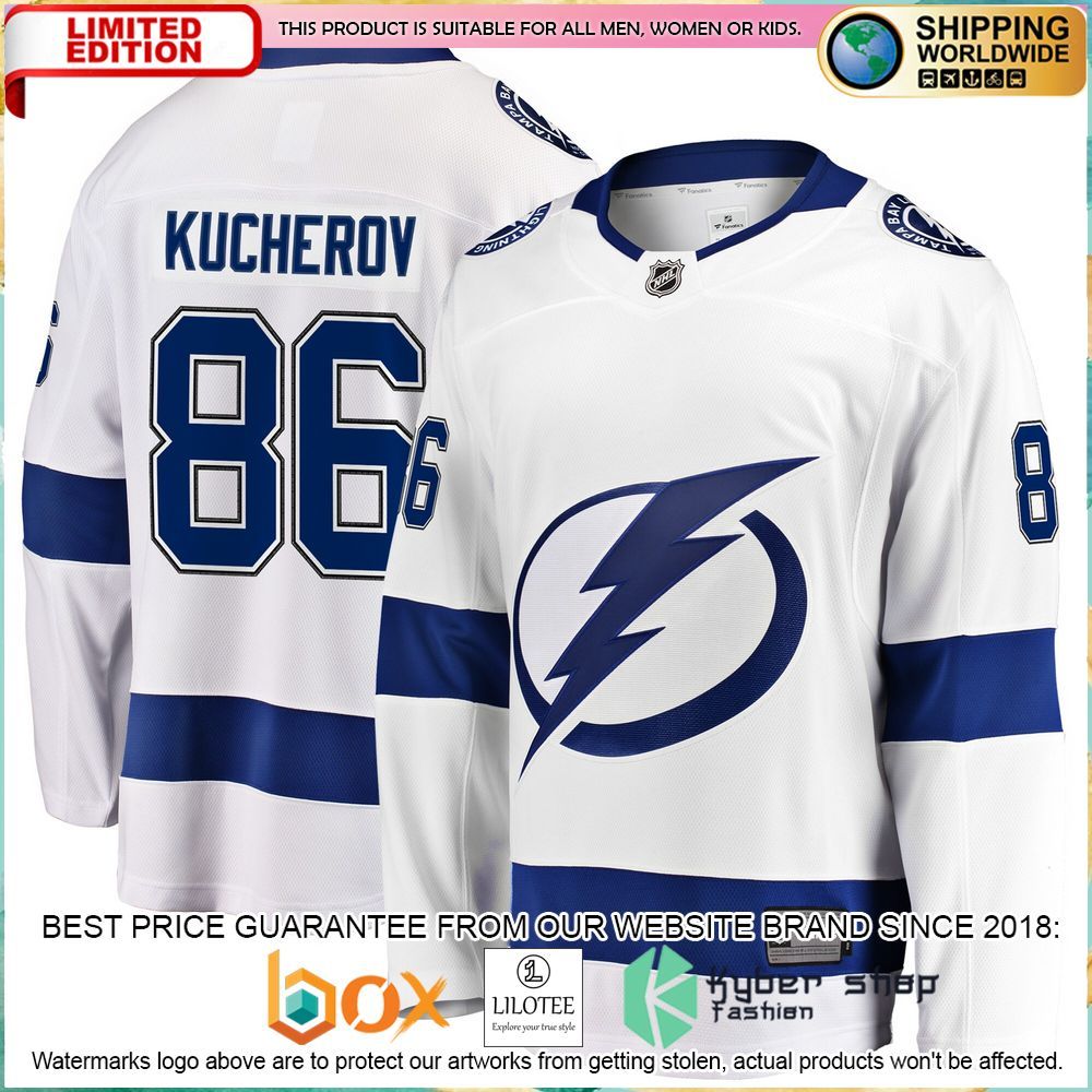 nikita kucherov tampa bay lightning away premier white hockey jersey 1 924