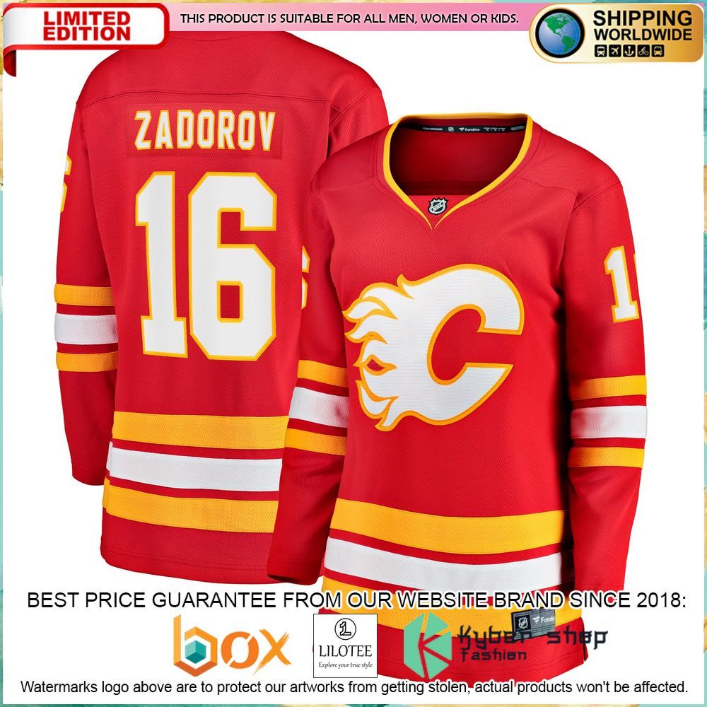 nikita zadorov calgary flames womens red hockey jersey 1 183