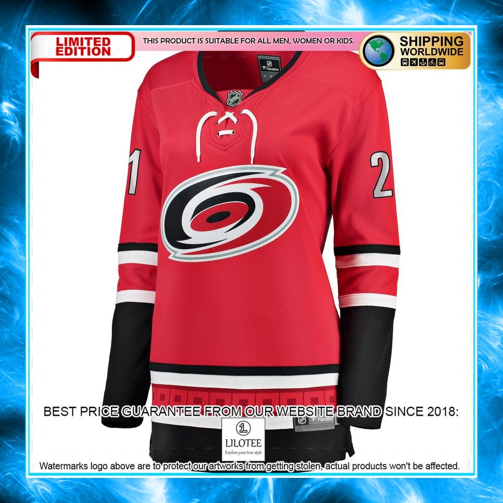 nino niederreiter carolina hurricanes womens red hockey jersey 2 428