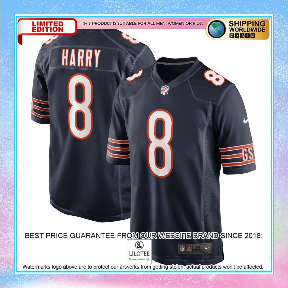 nkeal harry chicago bears navy football jersey 1 75
