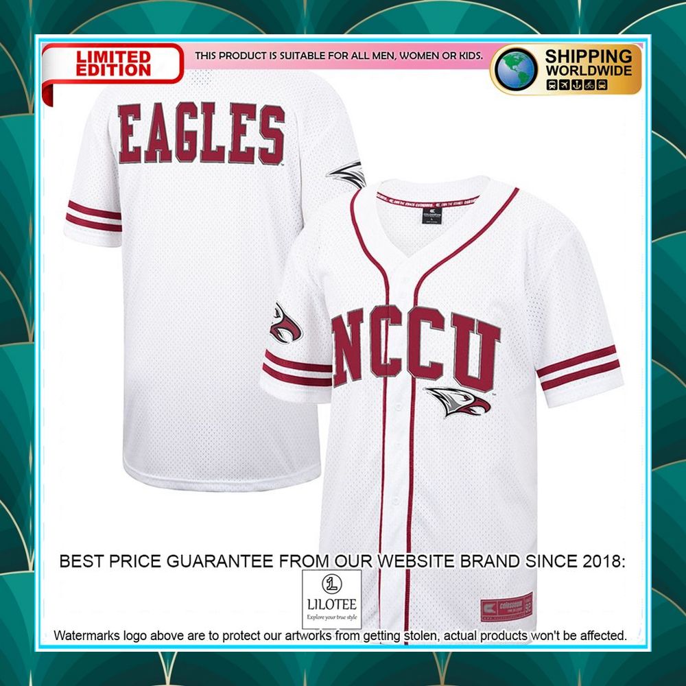 north carolina central eagles white maroon baseball jersey 1 830