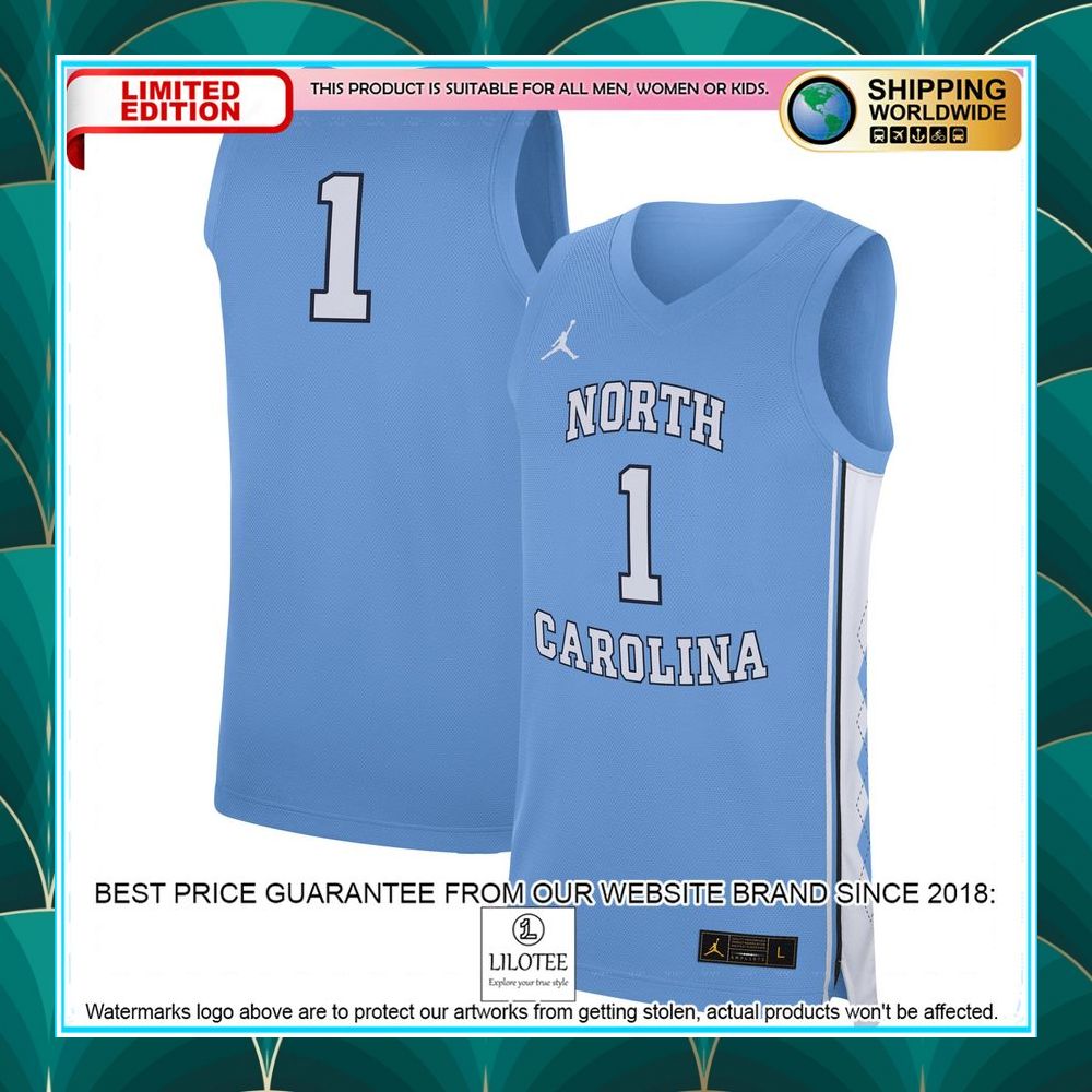 north carolina tar heels jordan brand carolina blue football jersey 1 668