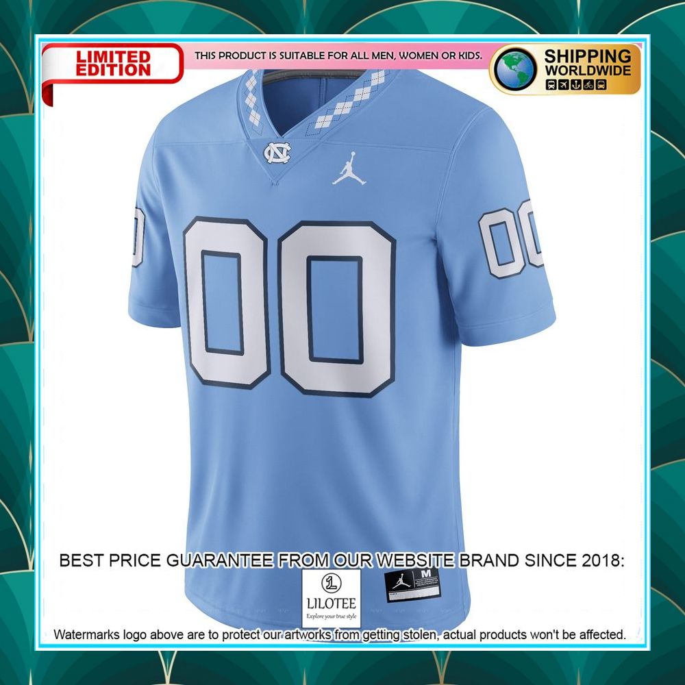 north carolina tar heels jordan brand custom nil carolina blue football jersey 2 348