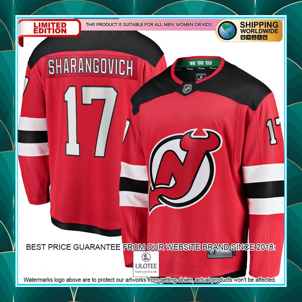 yegor sharangovich new jersey devils 2017 18 home replica red hockey jersey 1 717