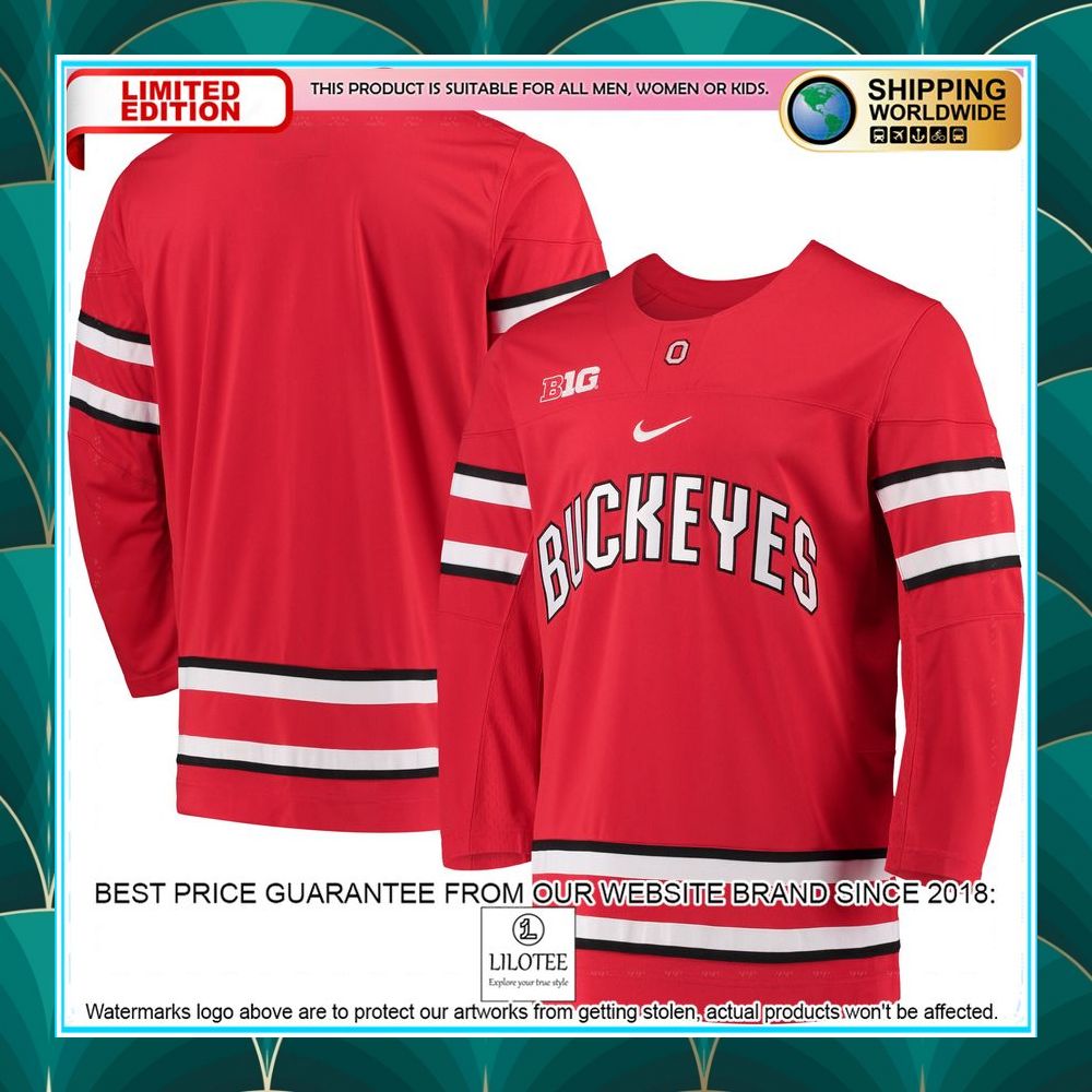 ohio state buckeyes nike replica team scarlet hockey jersey 1 514