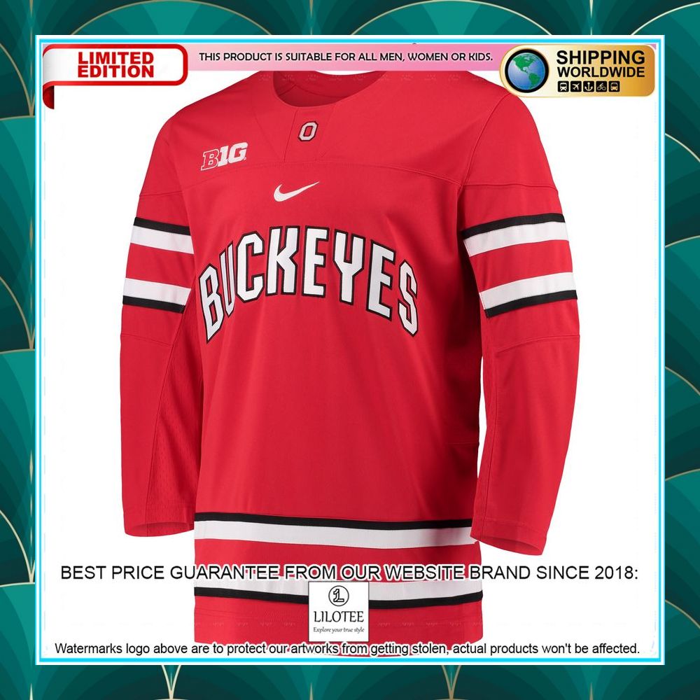 ohio state buckeyes nike replica team scarlet hockey jersey 2 219