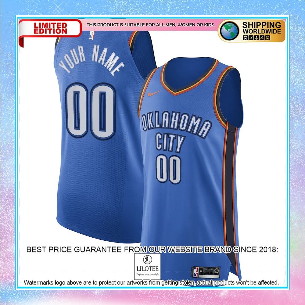 oklahoma city thunder nike custom blue basketball jersey 1 469
