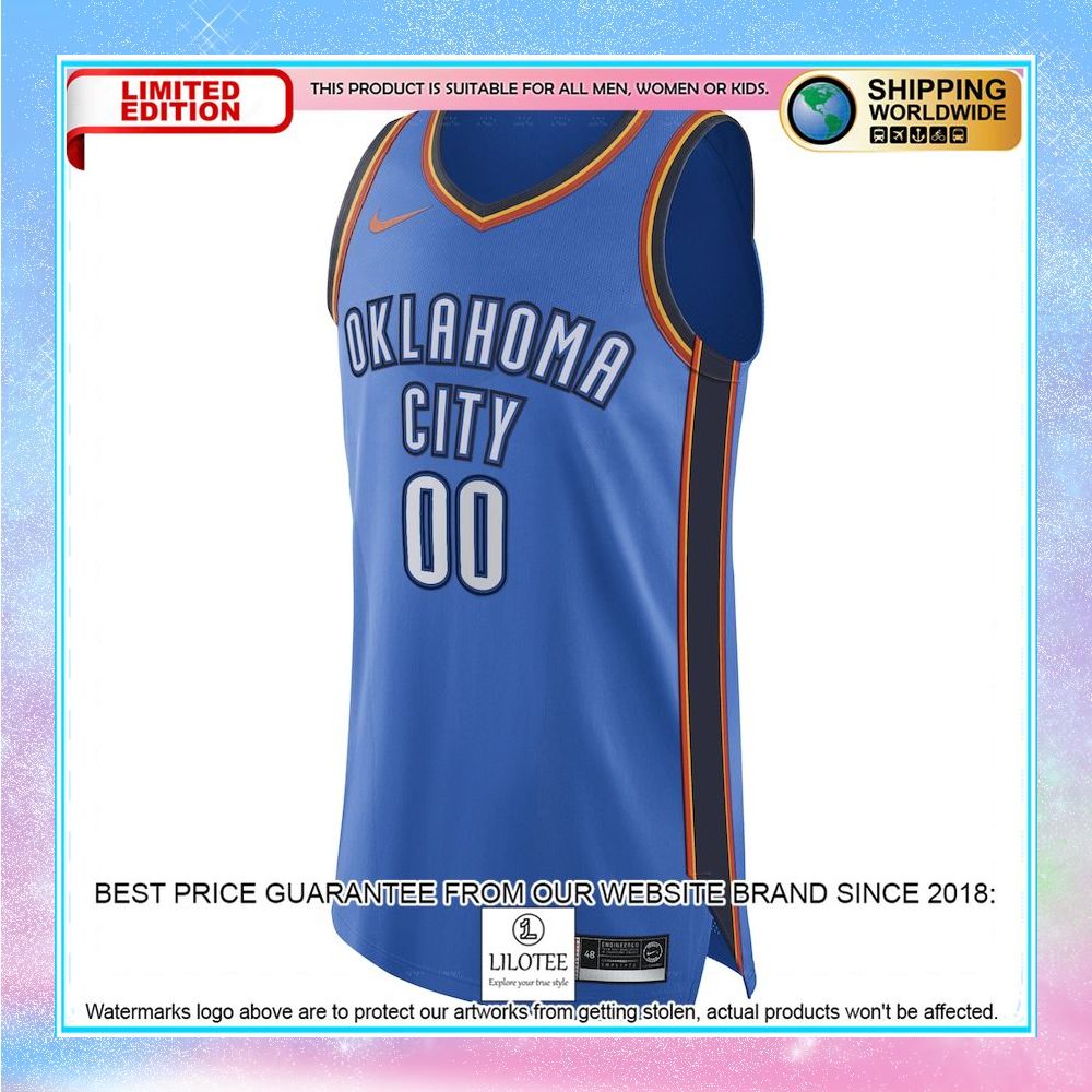 oklahoma city thunder nike custom blue basketball jersey 2 832