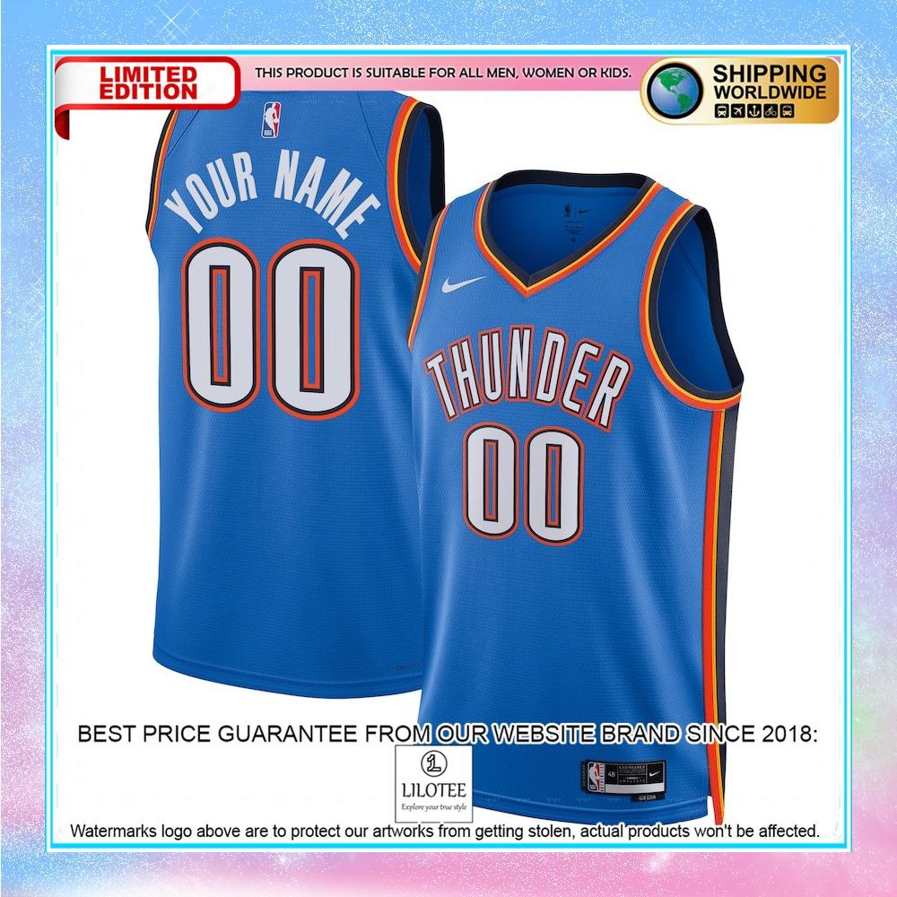 oklahoma city thunder nike unisex 2022 23 custom blue basketball jersey 1 457