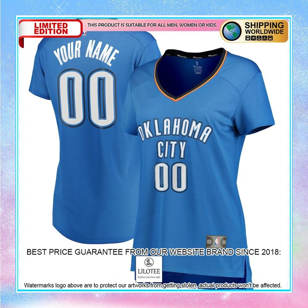 oklahoma city thunder womens custom blue basketball jersey 1 329