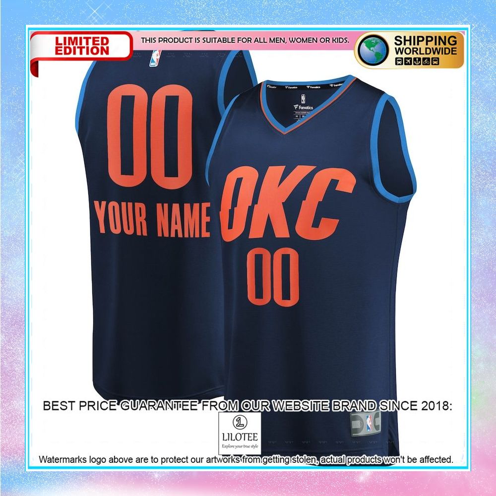 oklahoma city thunder youth custom navy basketball jersey 1 528