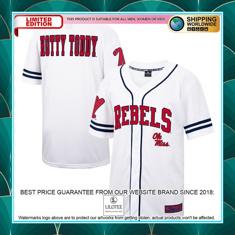 ole miss rebels white navy baseball jersey 1 35