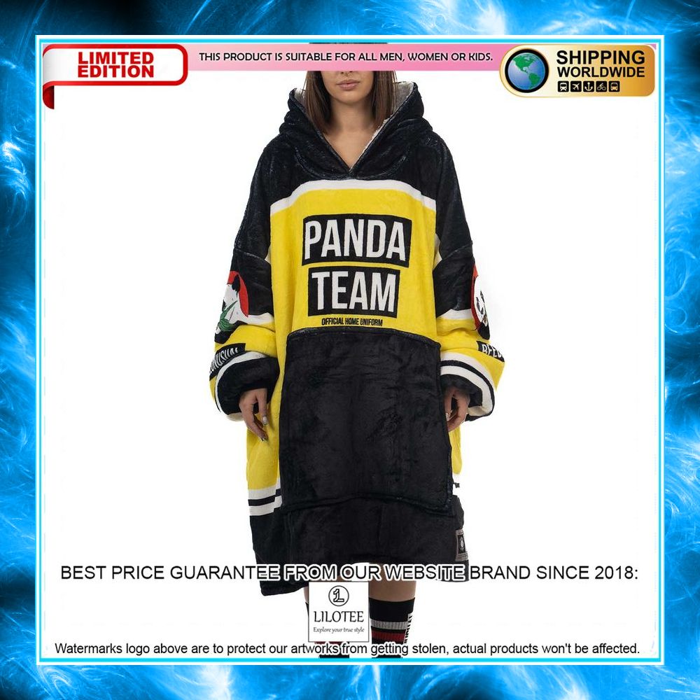 panda team always hungry sherpa hoodie blanket 2 521