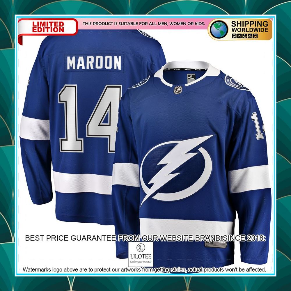 pat maroon tampa bay lightning replica blue hockey jersey 1 891
