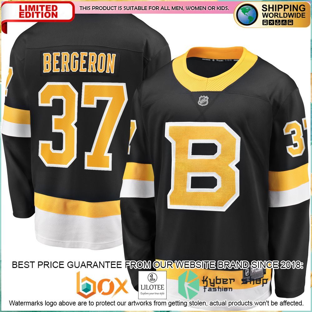 patrice bergeron boston bruins alternate premier breakaway black hockey jersey 1 576