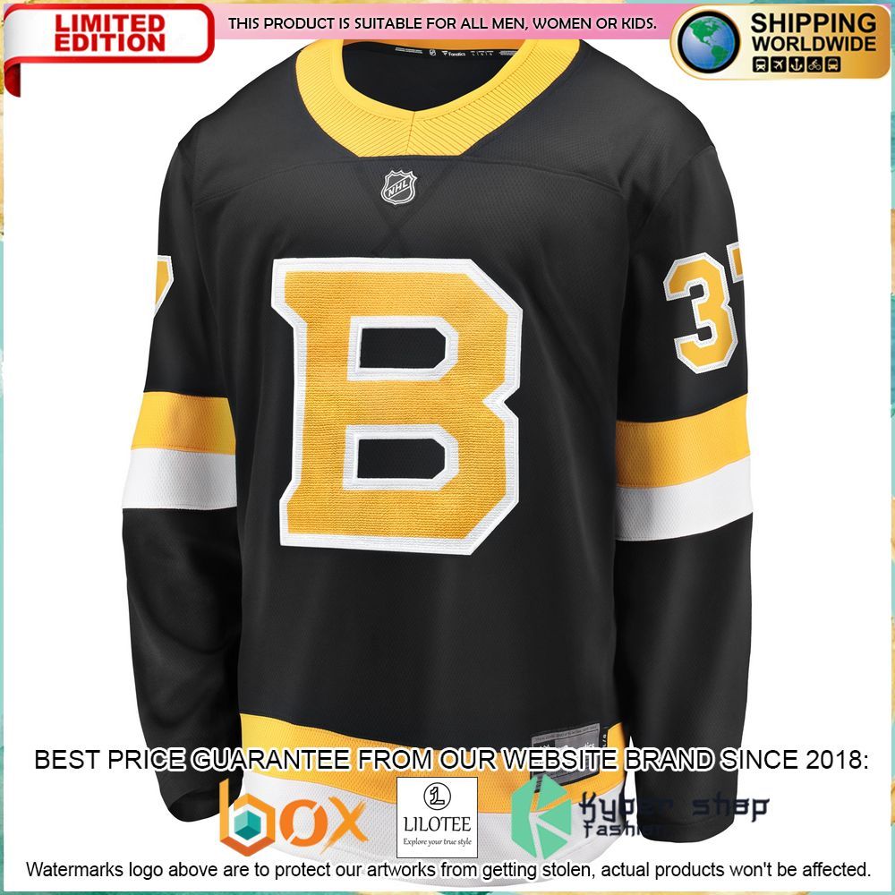 patrice bergeron boston bruins alternate premier breakaway black hockey jersey 2 495