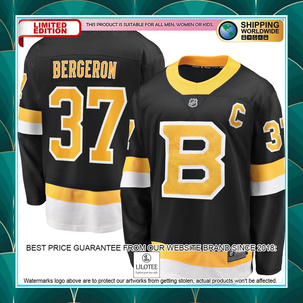 patrice bergeron boston bruins captain alternate premier black hockey jersey 1 907