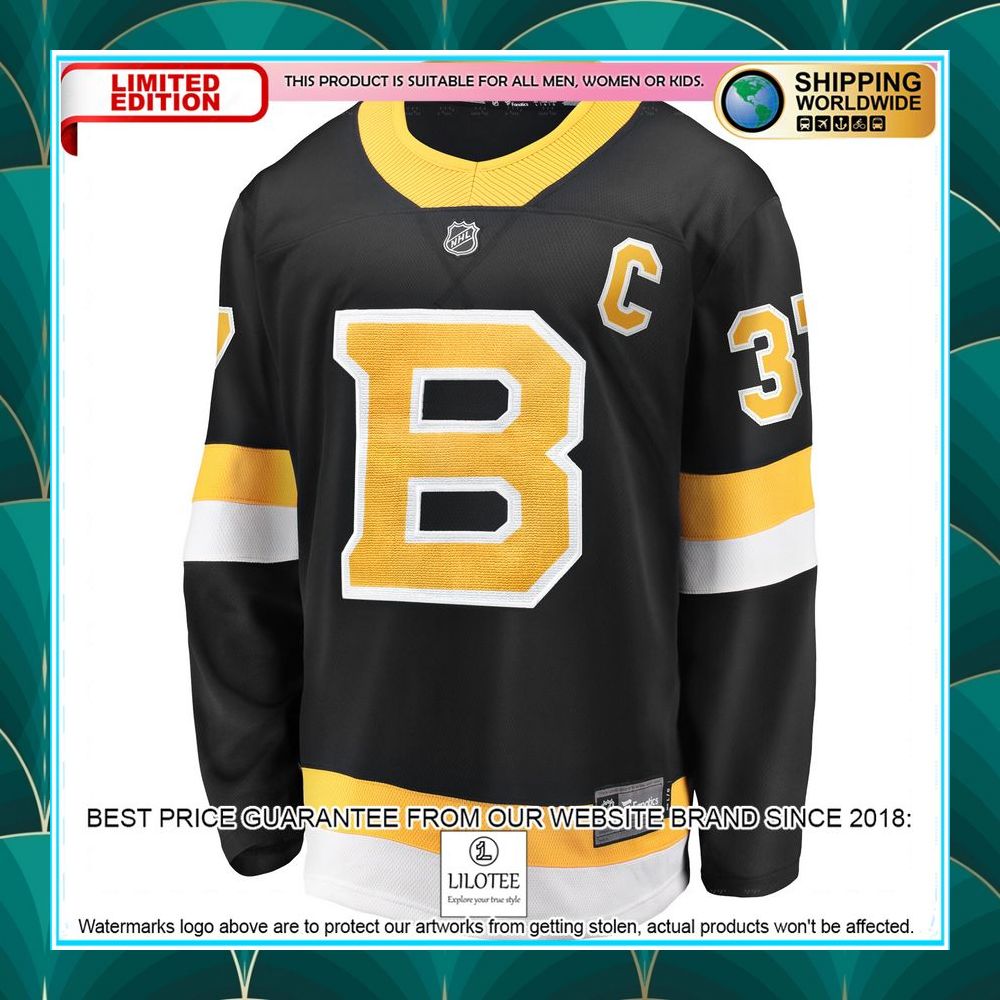 patrice bergeron boston bruins captain alternate premier black hockey jersey 2 512