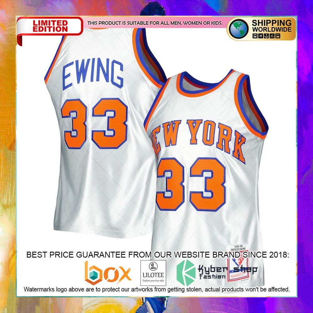 patrick ewing new york knicks 1985 86 75th anniversary platinum basketball jersey 1 306