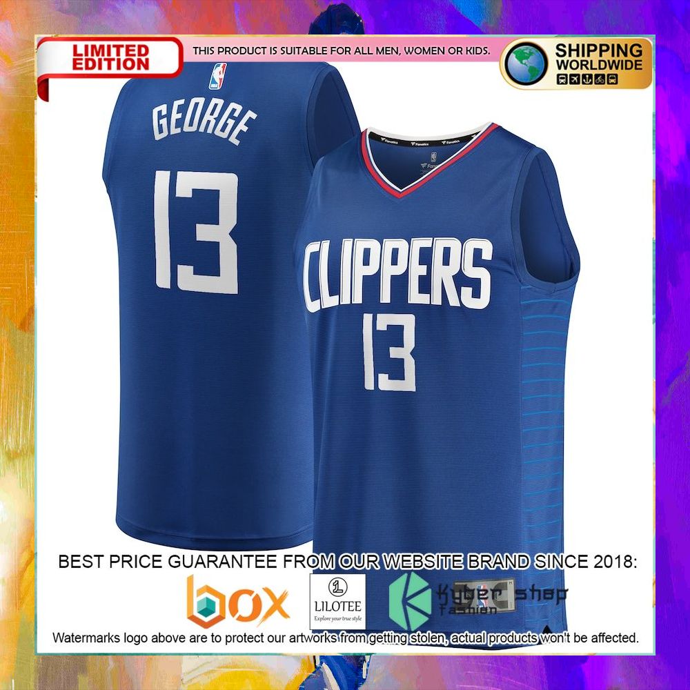 paul george la clippers royal basketball jersey 1 151