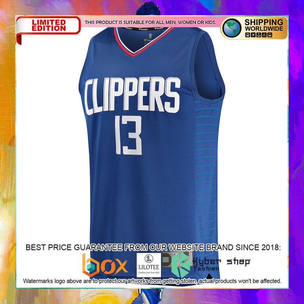 paul george la clippers royal basketball jersey 2 391