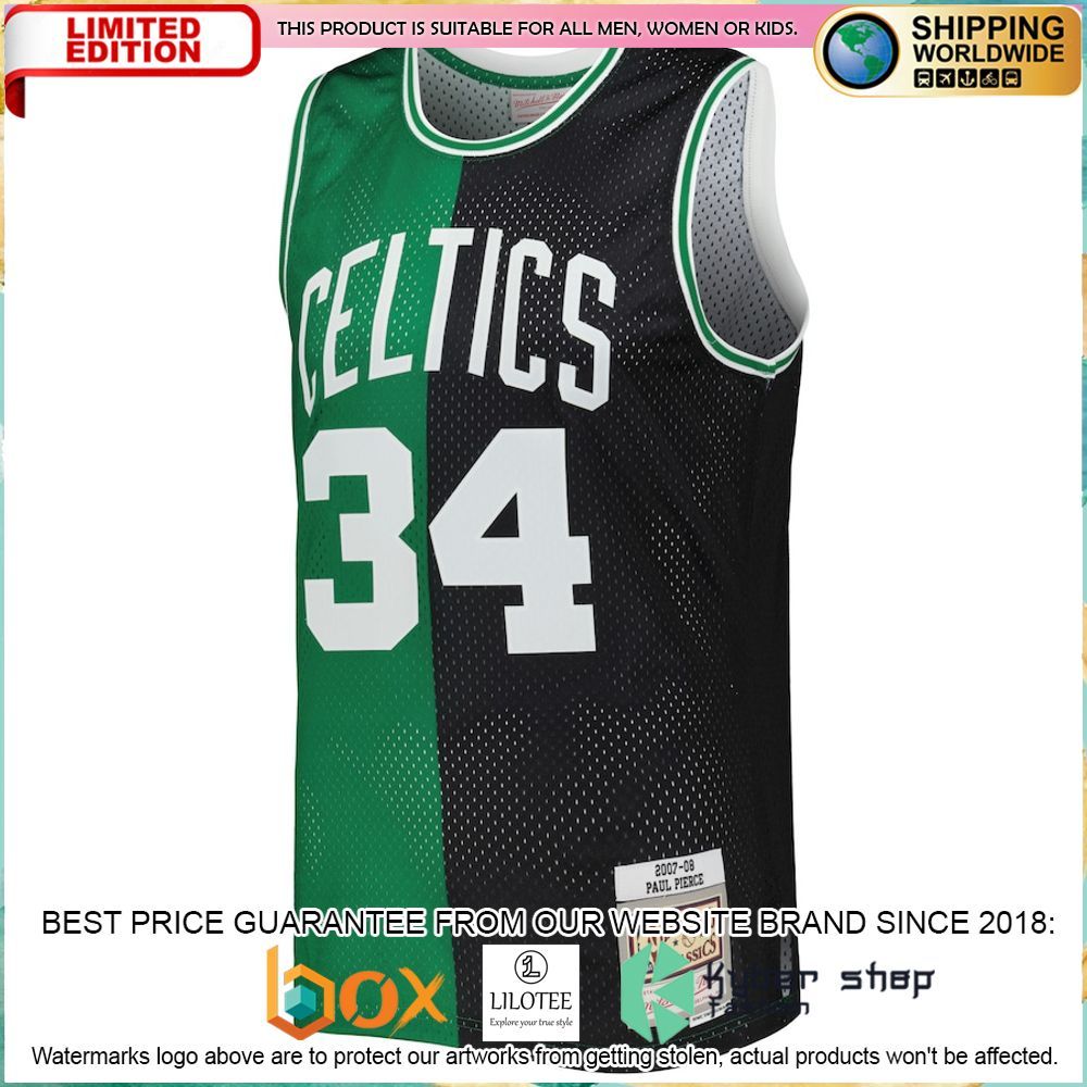 paul pierce boston celtics mitchell ness 2007 08 black kelly green basketball jersey 2 488
