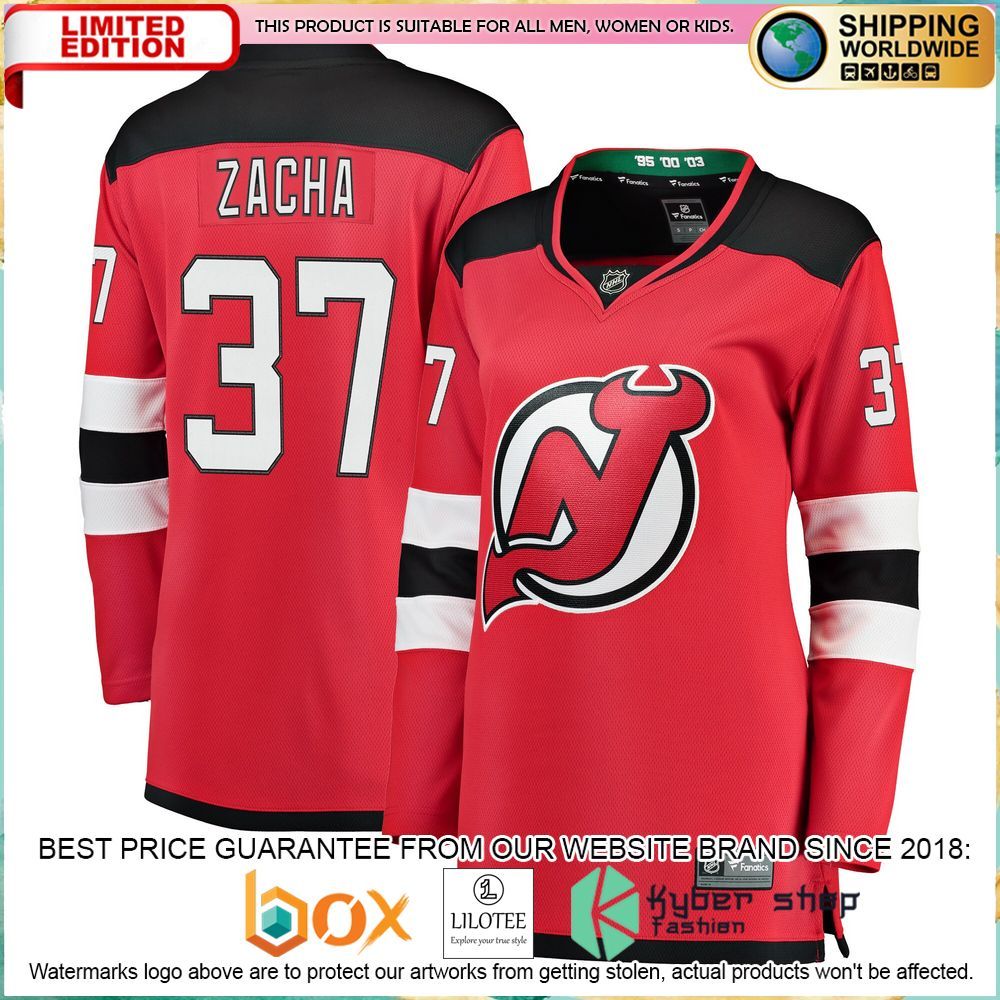 pavel zacha new devils womens red hockey jersey 1 648