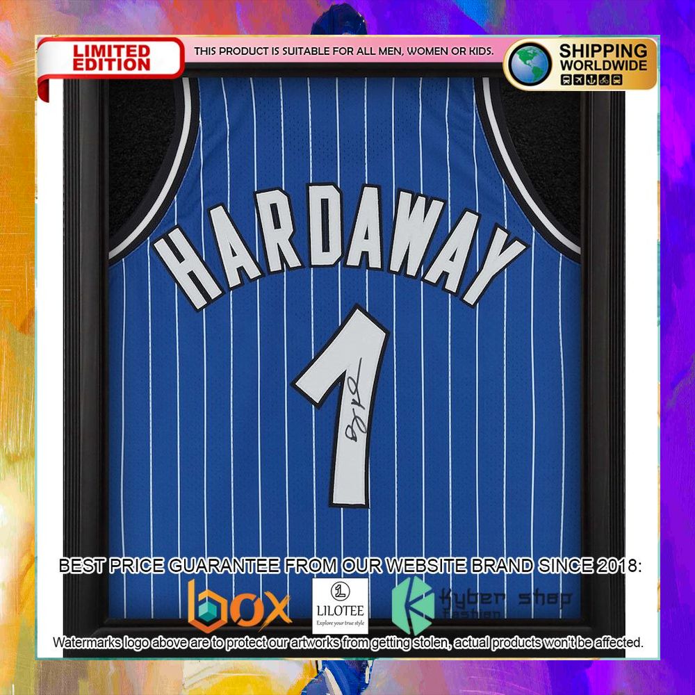 penny hardaway orlando magic framed blue 1994 95 basketball jersey 1 369