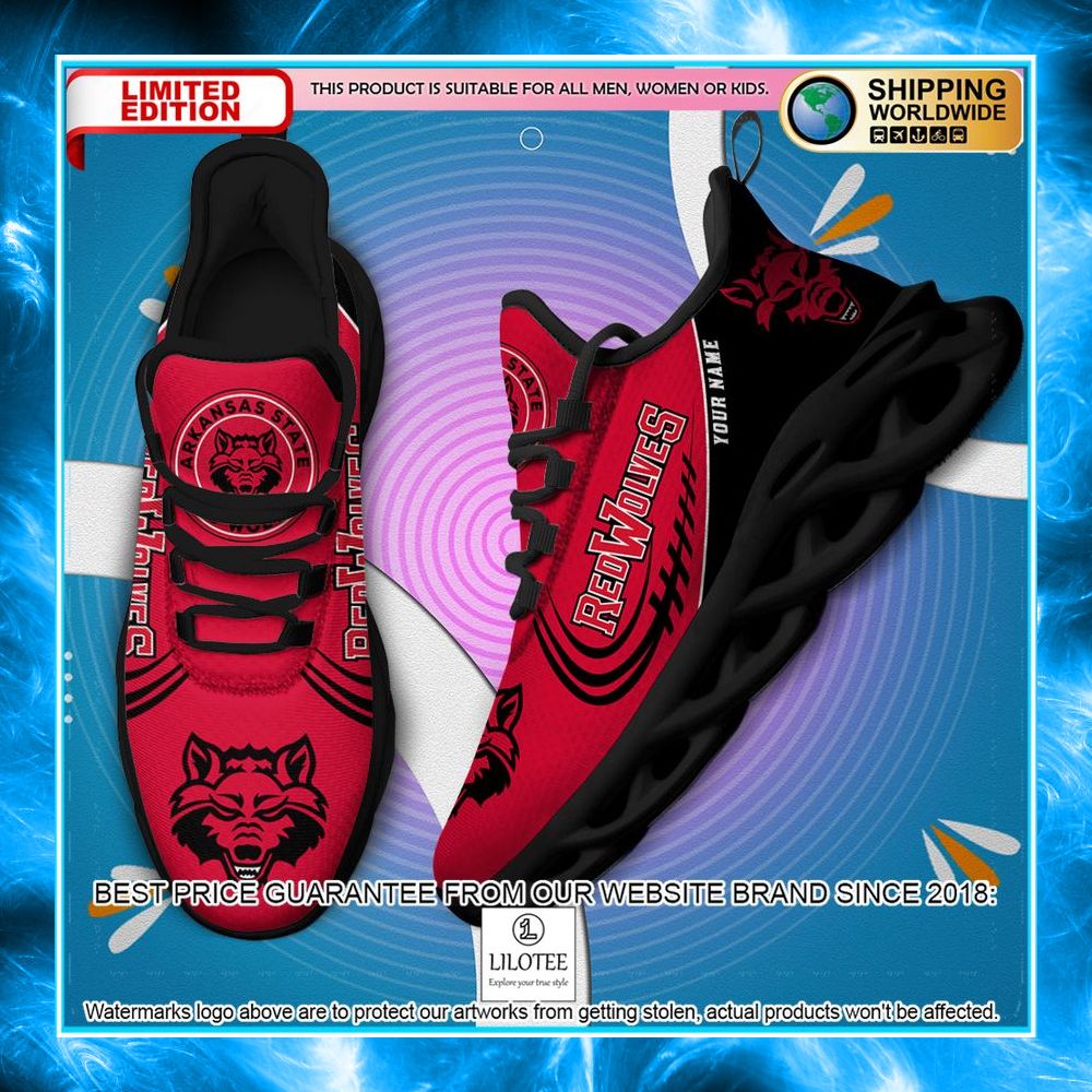 personalized arkansas state red wolves max soul shoes 2 334