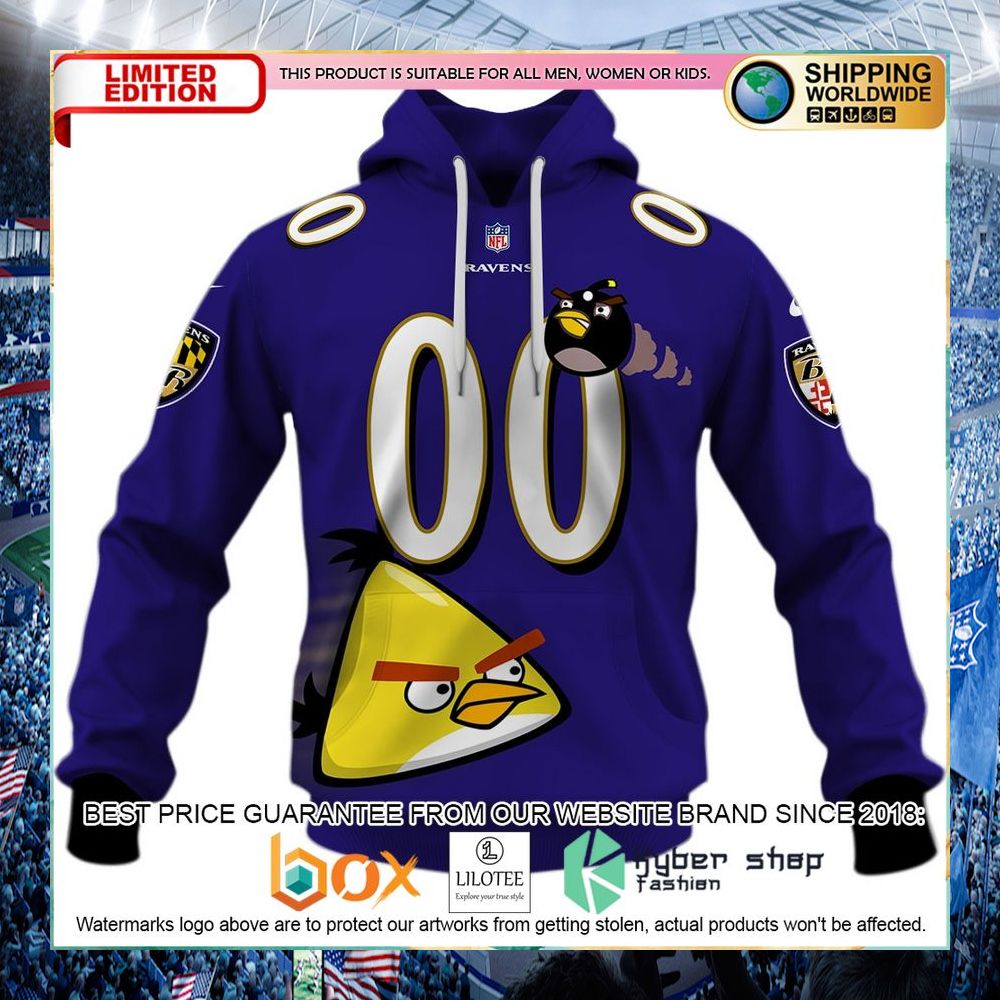 personalized baltimore ravens nfl x angry birds hoodie shirt 1 667