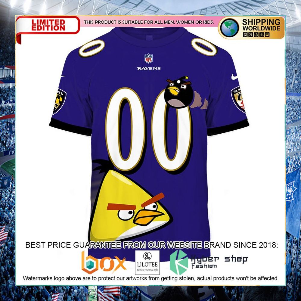 personalized baltimore ravens nfl x angry birds hoodie shirt 2 751