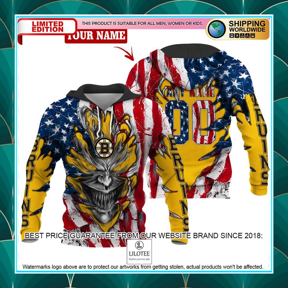 personalized boston bruins demon us flag 3d hoodie 2 354