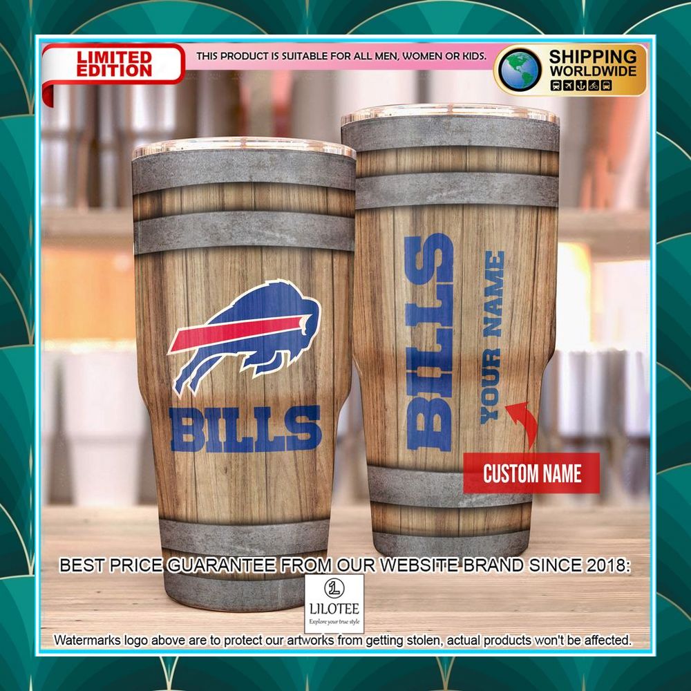 personalized buffalo bills wood grain printed tumbler 1 232