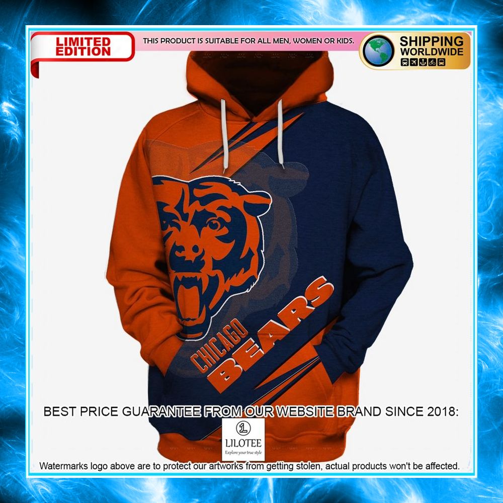 personalized chicago bears nfl orange 3d shirt hoodie 1 193