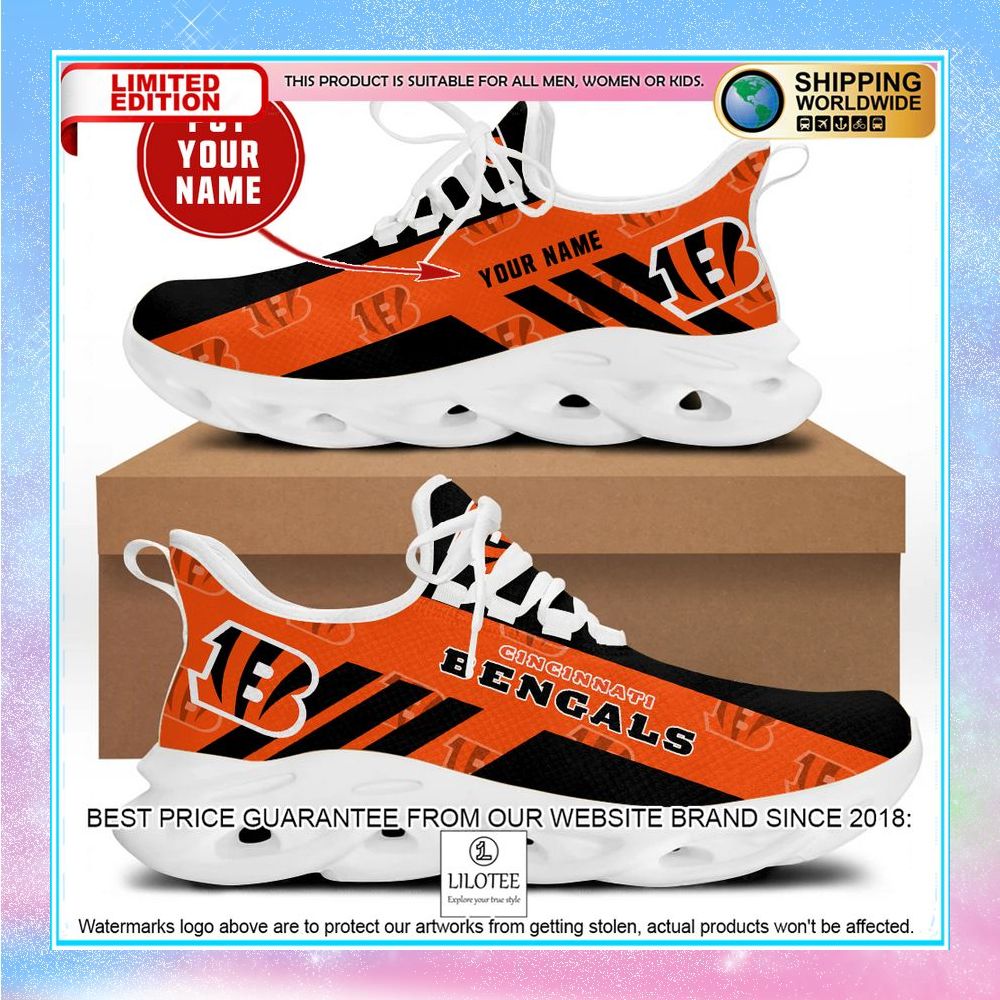 personalized cincinnati bengals orange max soul shoes 1 974