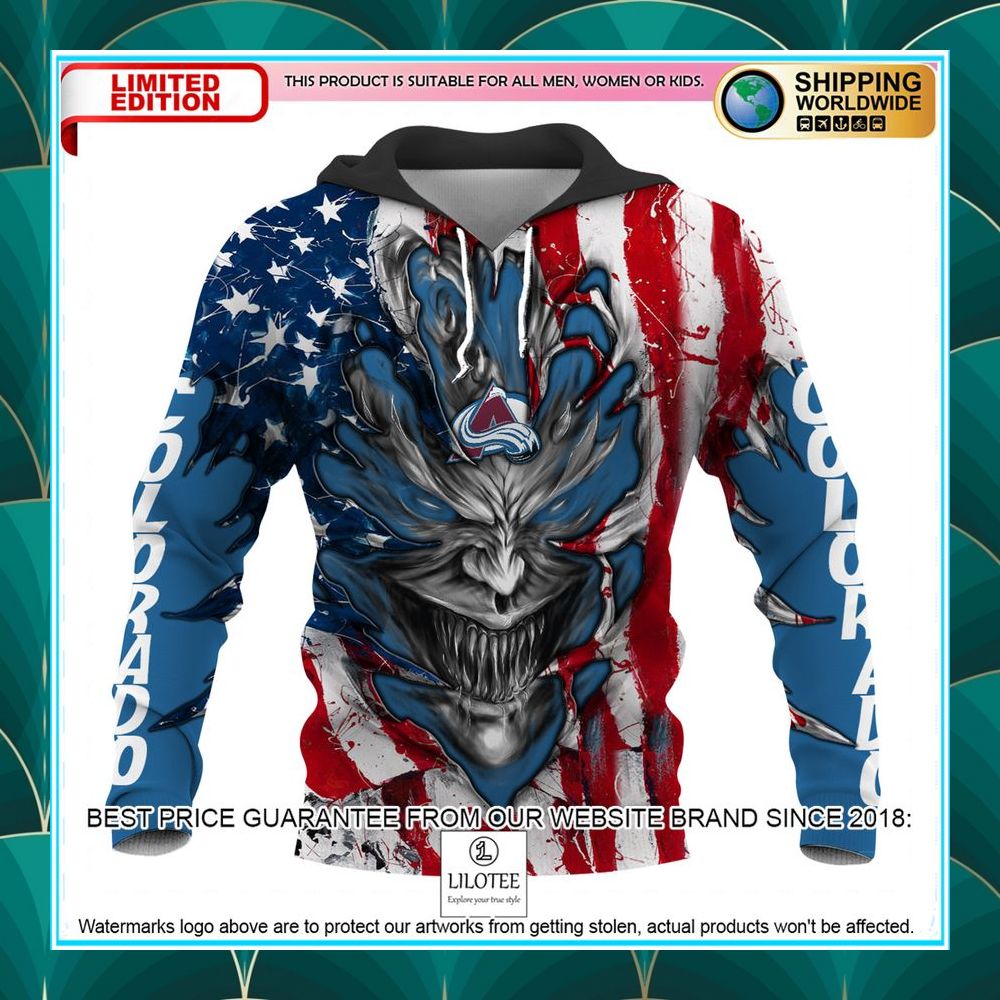 personalized colorado avalanche demon us flag 3d hoodie 2 357