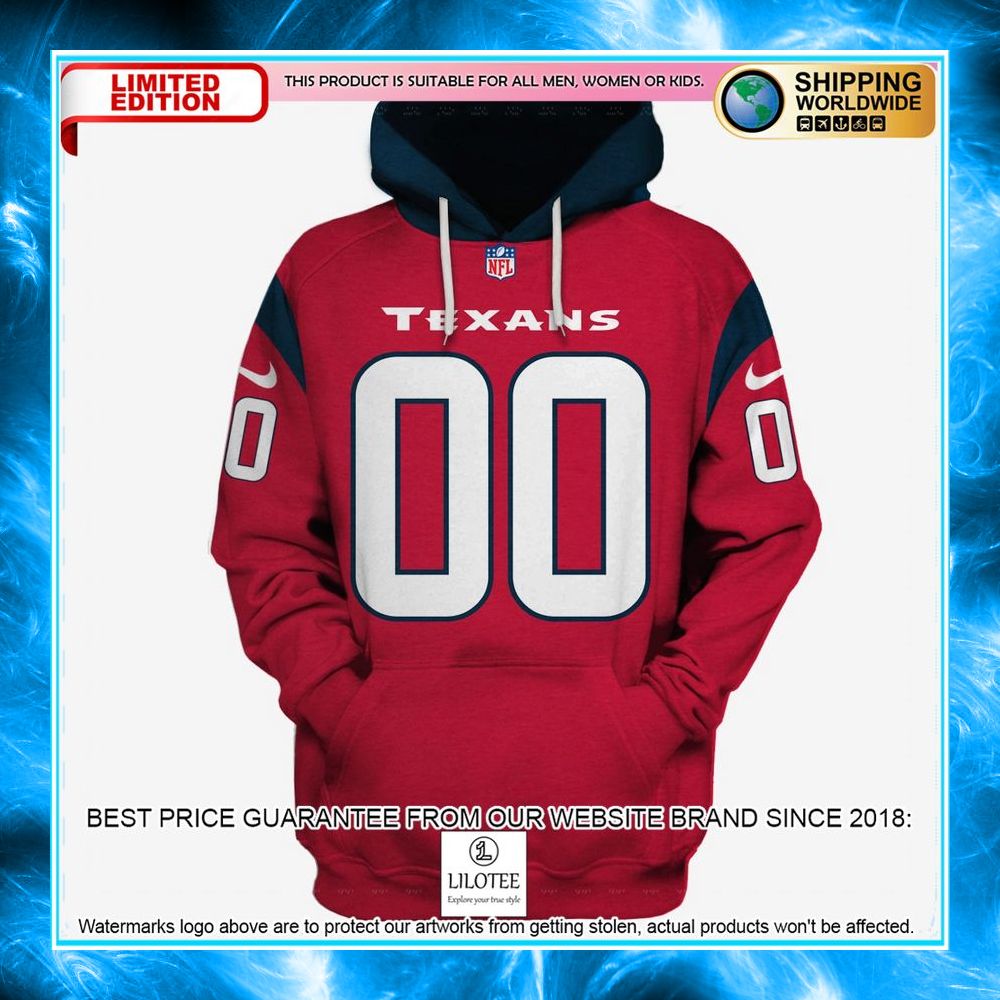 personalized houston texans red 3d shirt hoodie 1 703