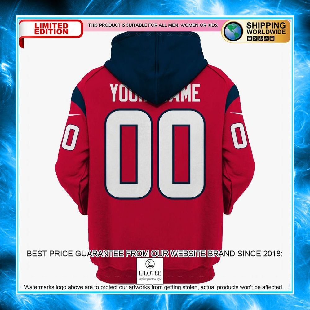personalized houston texans red 3d shirt hoodie 5 455