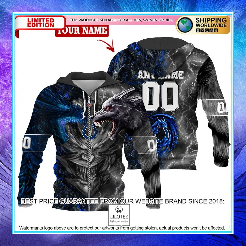 personalized indianapolis colts dragon demon face hoodie pants 2 131