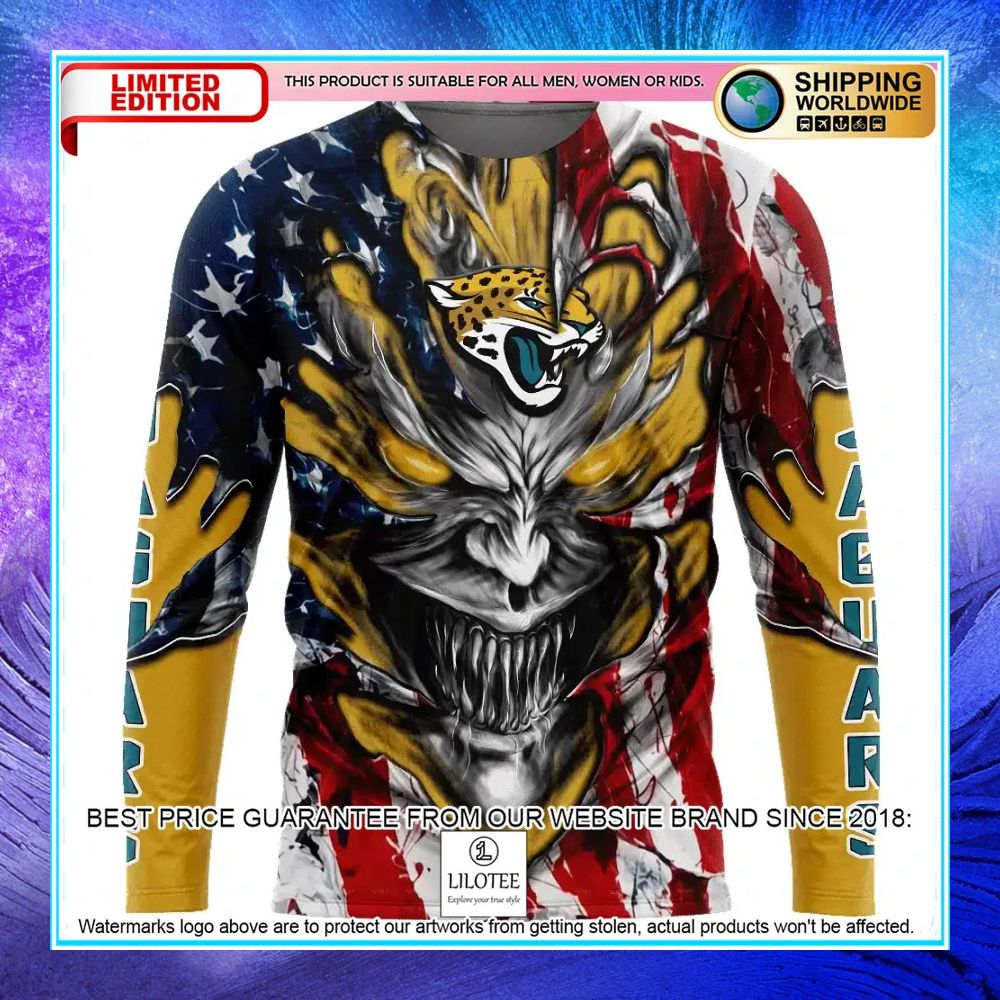personalized jacksonville jaguars demon face american flag shirt hoodie 2 797