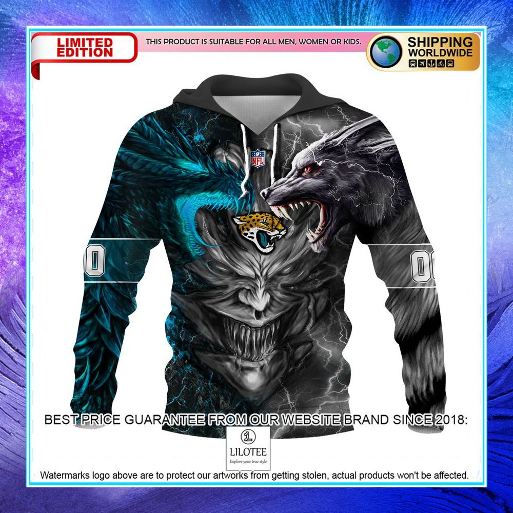 personalized jacksonville jaguars dragon demon face hoodie pants 1 815